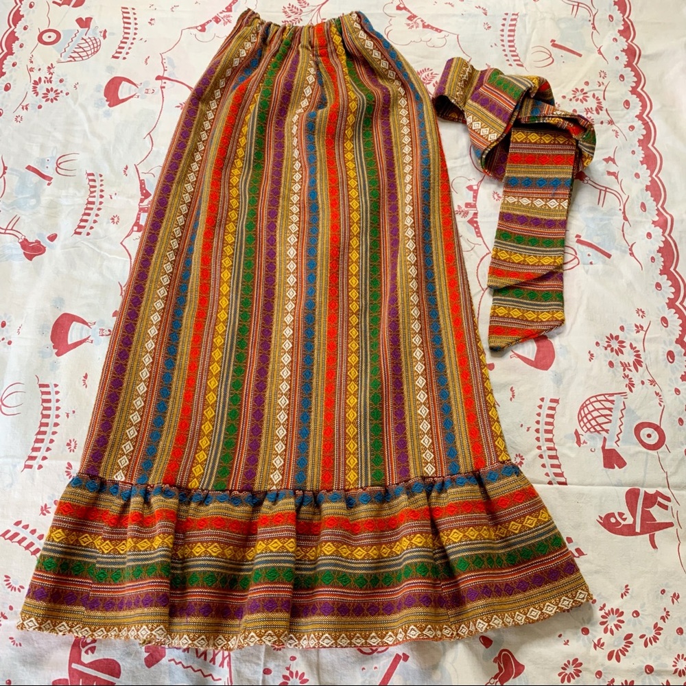 Vintage 1970s Folksy Mermaid Skirt & Scarf Set - Picture 2 of 5